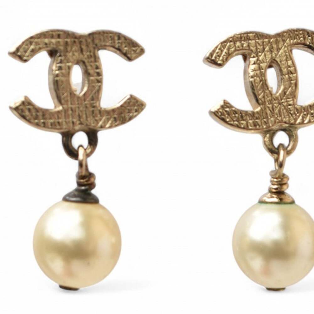 Chanel Cc Logo Earrings Metal Gold-Tone #208096C89B